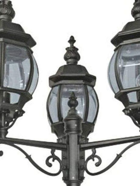 Searchlight Electric Bel Aire Outdoor Post - Black Metal & Clear Glass 7173-3