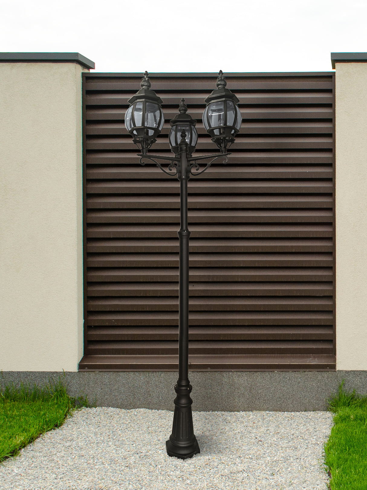Searchlight Electric Bel Aire Outdoor Post - Black Metal & Clear Glass 7173-3