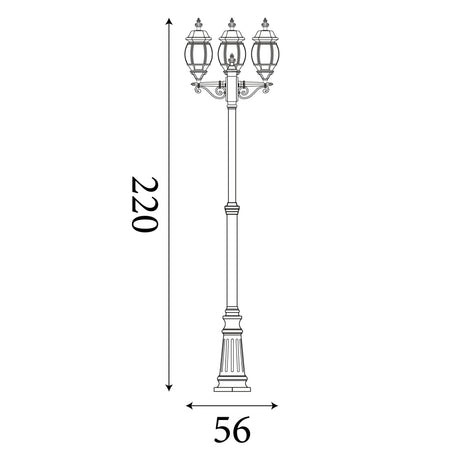 Searchlight Electric Bel Aire Outdoor Post - Black Metal & Clear Glass 7173-3