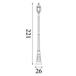Searchlight Electric Bel Aire 221cm Outdoor Post  -  Silk Black & Glass, IP23 7174