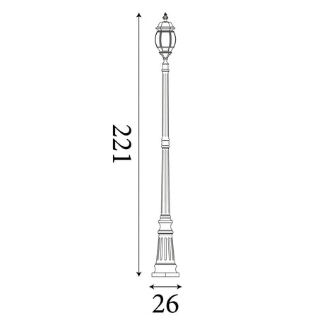 Searchlight Electric Bel Aire 221cm Outdoor Post  -  Silk Black & Glass, IP23 7174