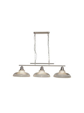 Bistro III 3Lt Bar Pendant - Satin Silver Metal