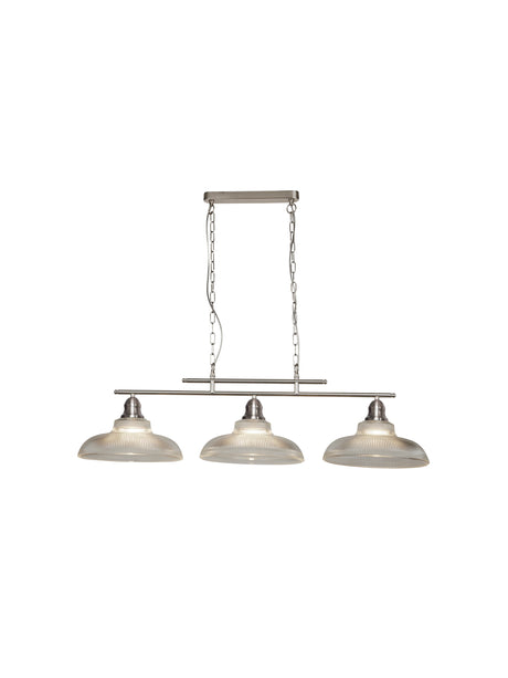Bistro III 3Lt Bar Pendant - Satin Silver Metal
