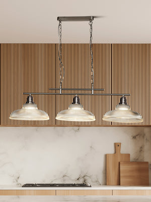 Searchlight Electric Bistro III 3Lt Bar Pendant - Satin Silver Metal 7183-3SS