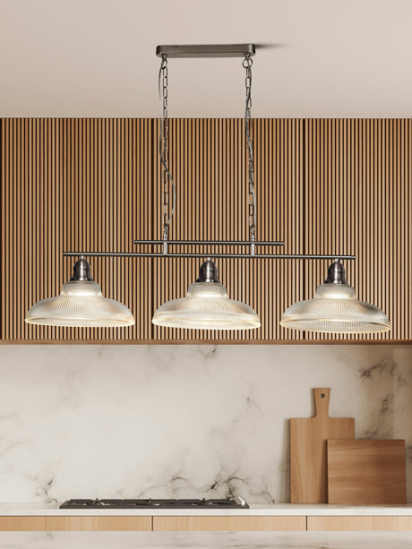 Searchlight Electric Bistro III 3Lt Bar Pendant - Satin Silver Metal 7183-3SS