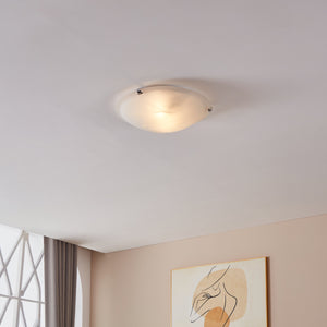 Eglo EU SALOME Wall or Ceiling Light – Chrome Finish with Alabaster Glass, E27, Indoor Lighting