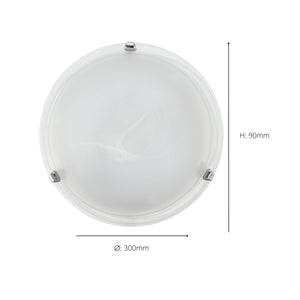 Eglo EU SALOME Wall or Ceiling Light – Chrome Steel with White Alabaster Glass, E27, Indoor Lighting