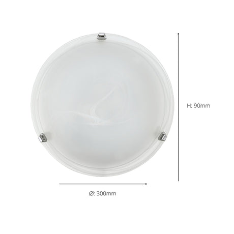 Eglo EU SALOME Wall or Ceiling Light – Chrome Steel with White Alabaster Glass, E27, Indoor Lighting