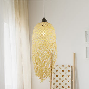Searchlight Electric x Bali Pendant - Bamboo 7188CW