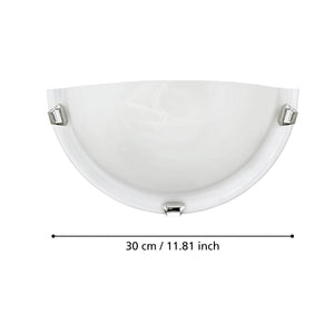 Eglo EU SALOME Wall Light – Chrome Steel with White Alabaster Glass, E27, Indoor Lighting