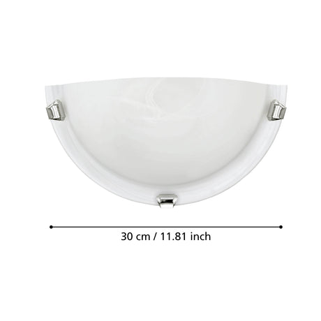 Eglo EU SALOME Wall Light – Chrome Steel with White Alabaster Glass, E27, Indoor Lighting