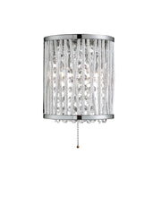 Elise  2Lt Wall Light - Chrome Metal & Crystal