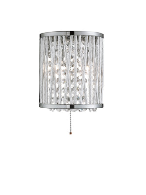 Elise  2Lt Wall Light - Chrome Metal & Crystal