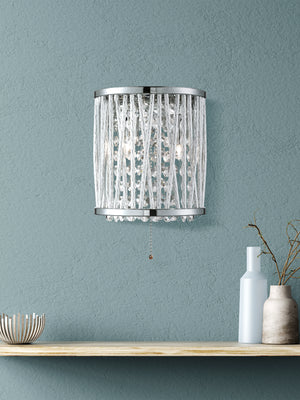 Searchlight Electric Elise  2Lt Wall Light - Chrome Metal & Crystal 7222-2CC