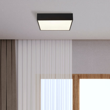 Searchlight Electric Zeus Flush - Black Metal & Opal Polycarbonate 72370BK