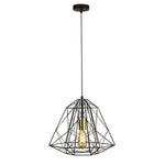 Geometric Cage Pendant - Matt Black Metal