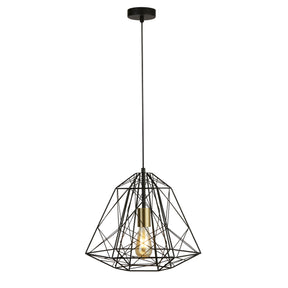 Geometric Cage Pendant - Matt Black Metal