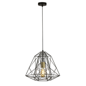 Geometric Cage Pendant - Matt Black Metal