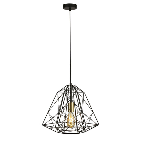 Geometric Cage Pendant - Matt Black Metal