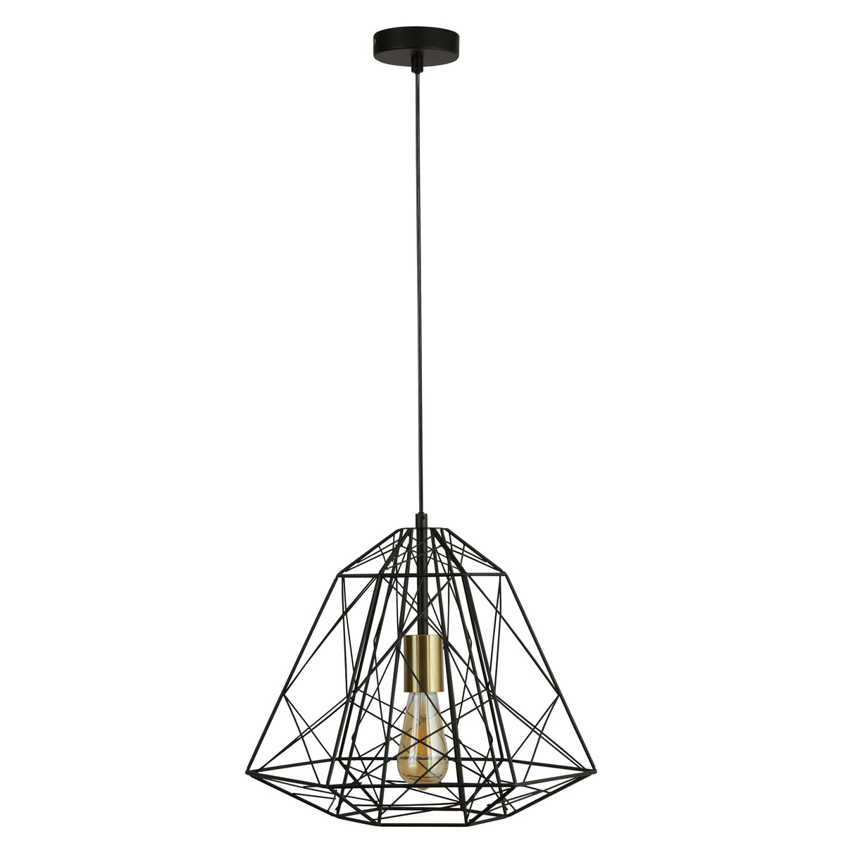 Searchlight Electric Geometric Cage Pendant - Matt Black Metal 7271BK