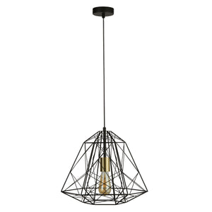 Searchlight Electric Geometric Cage Pendant - Matt Black Metal 7271BK