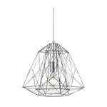 Geometric Cage Ceiling Pendant - Chrome Metal