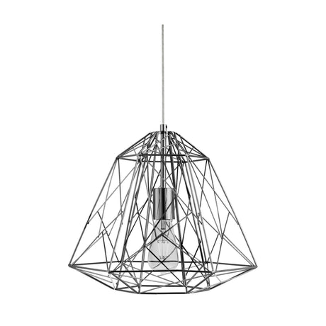 Searchlight Electric Geometric Cage Ceiling Pendant - Chrome Metal 7271CC