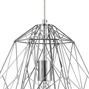 Searchlight Electric Geometric Cage Ceiling Pendant - Chrome Metal 7271CC