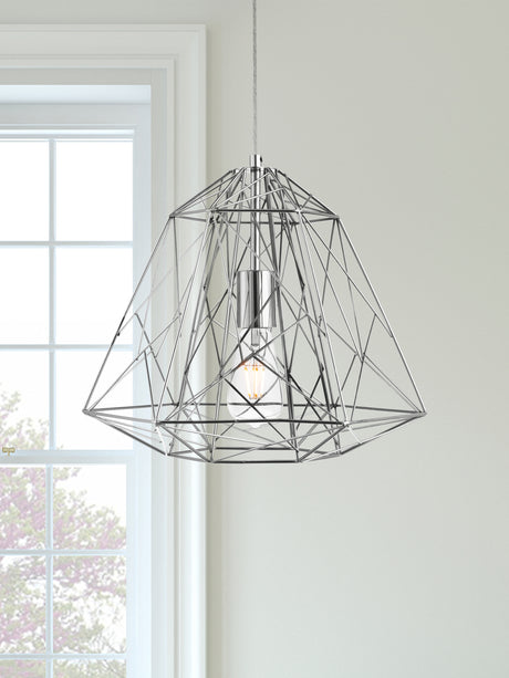 Searchlight Electric Geometric Cage Ceiling Pendant - Chrome Metal 7271CC