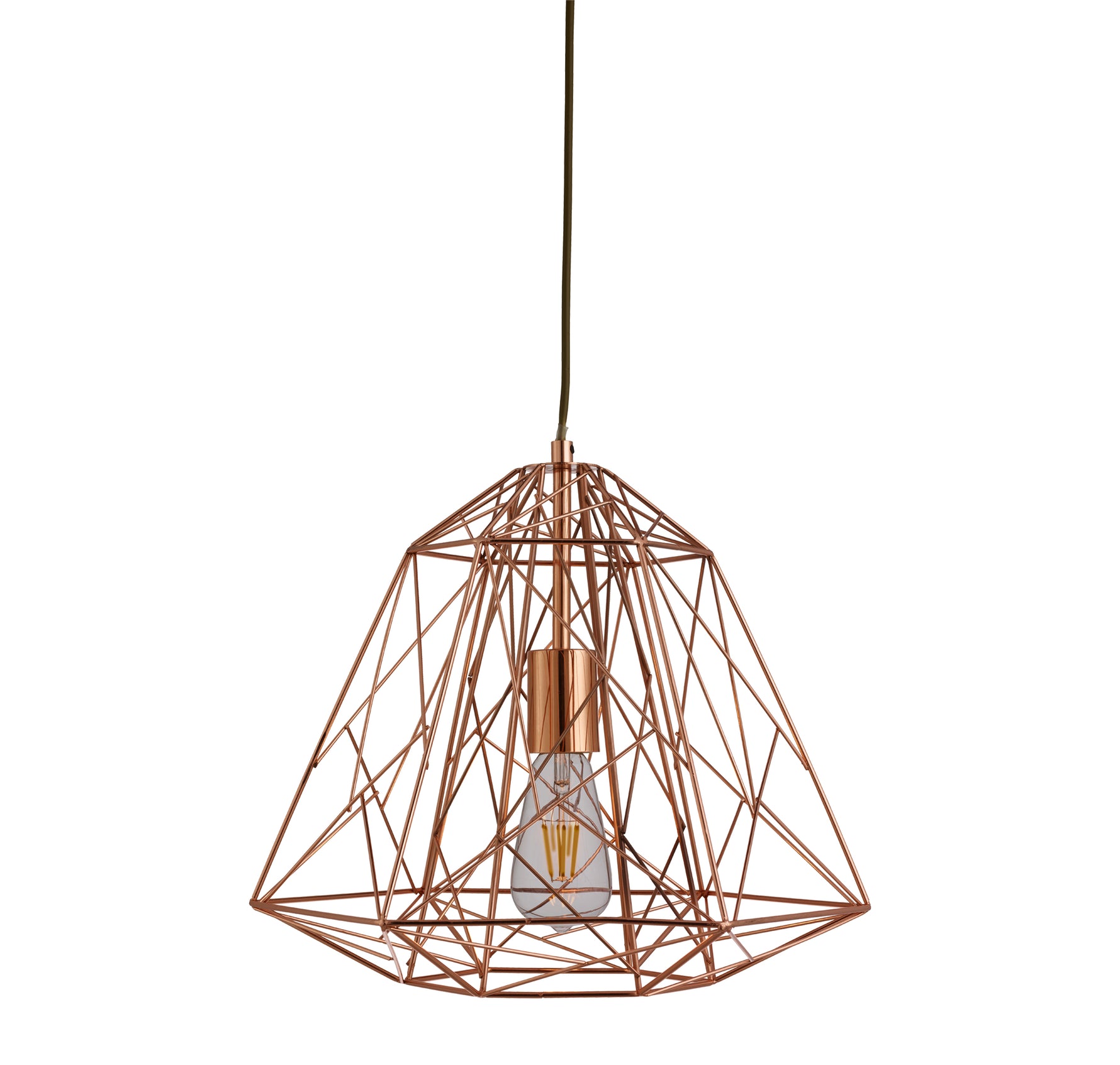 Searchlight Electric Geometric Pendant - Shiny Copper Metal 7271CU