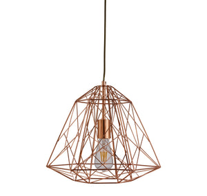 Searchlight Electric Geometric Pendant - Shiny Copper Metal 7271CU