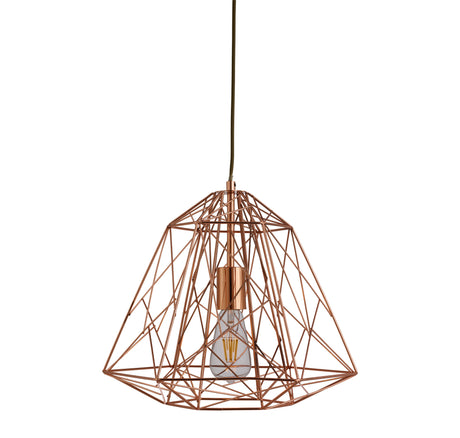 Searchlight Electric Geometric Pendant - Shiny Copper Metal 7271CU