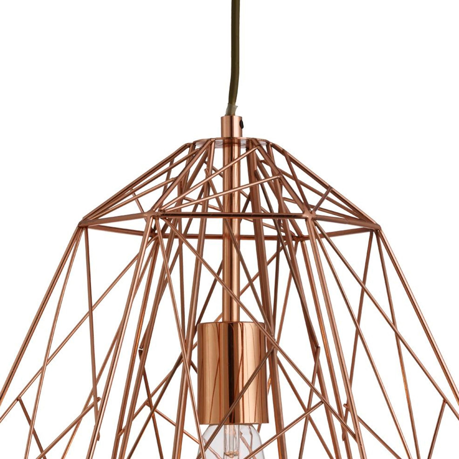 Searchlight Electric Geometric Pendant - Shiny Copper Metal 7271CU
