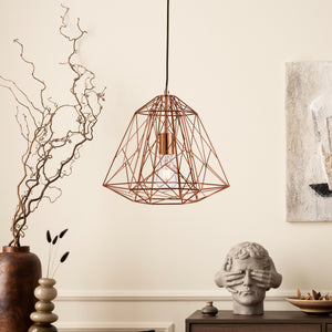 Searchlight Electric Geometric Pendant - Shiny Copper Metal 7271CU