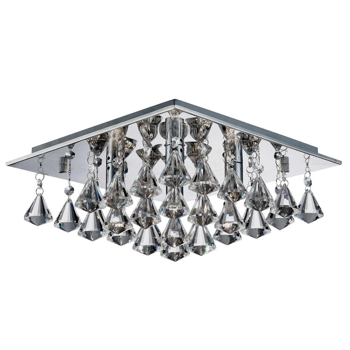 Searchlight Electric Hanna 4Lt Flush -  Chrome & Clear Crystal Drops 7304-4CC