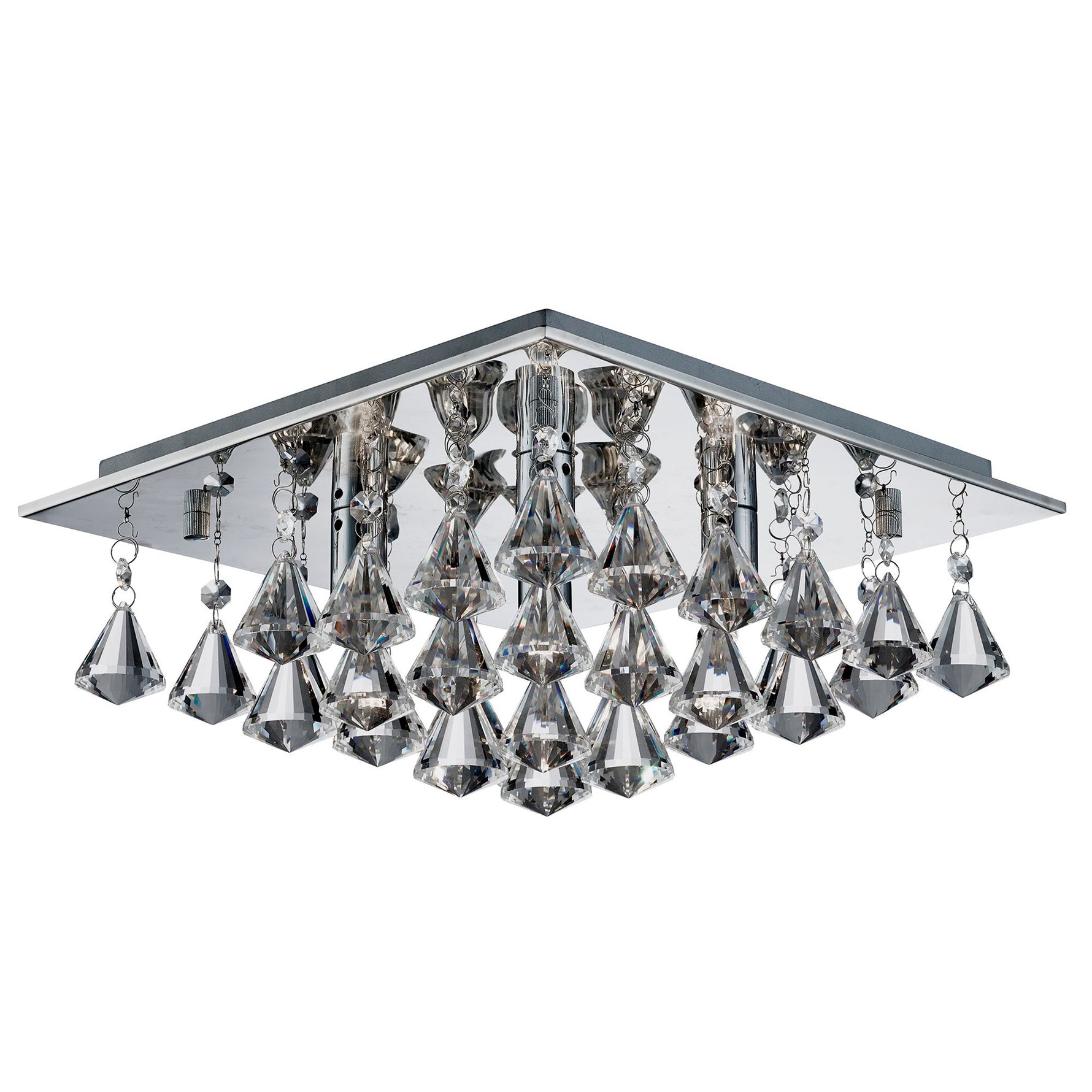 Searchlight Electric Hanna 4Lt Flush -  Chrome & Clear Crystal Drops 7304-4CC