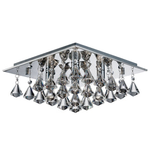 Searchlight Electric Hanna 4Lt Flush -  Chrome & Clear Crystal Drops 7304-4CC
