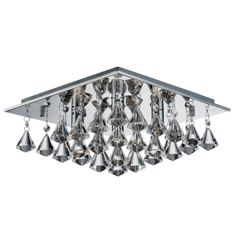 Searchlight Electric Hanna 4Lt Flush -  Chrome & Clear Crystal Drops 7304-4CC