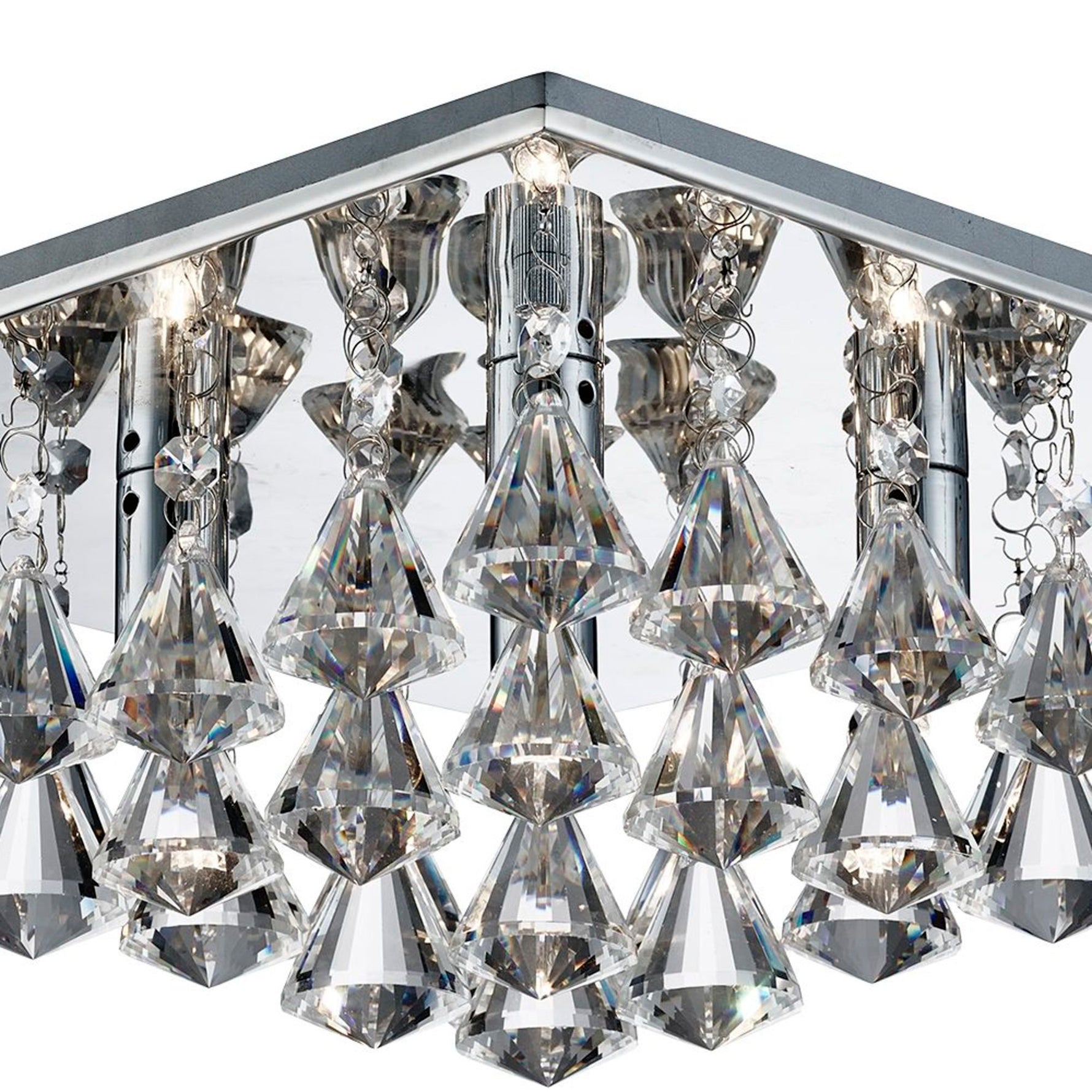 Searchlight Electric Hanna 4Lt Flush -  Chrome & Clear Crystal Drops 7304-4CC