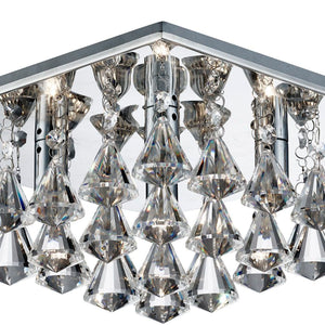 Searchlight Electric Hanna 4Lt Flush -  Chrome & Clear Crystal Drops 7304-4CC