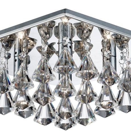 Searchlight Electric Hanna 4Lt Flush -  Chrome & Clear Crystal Drops 7304-4CC