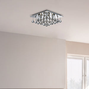Searchlight Electric Hanna 4Lt Flush -  Chrome & Clear Crystal Drops 7304-4CC
