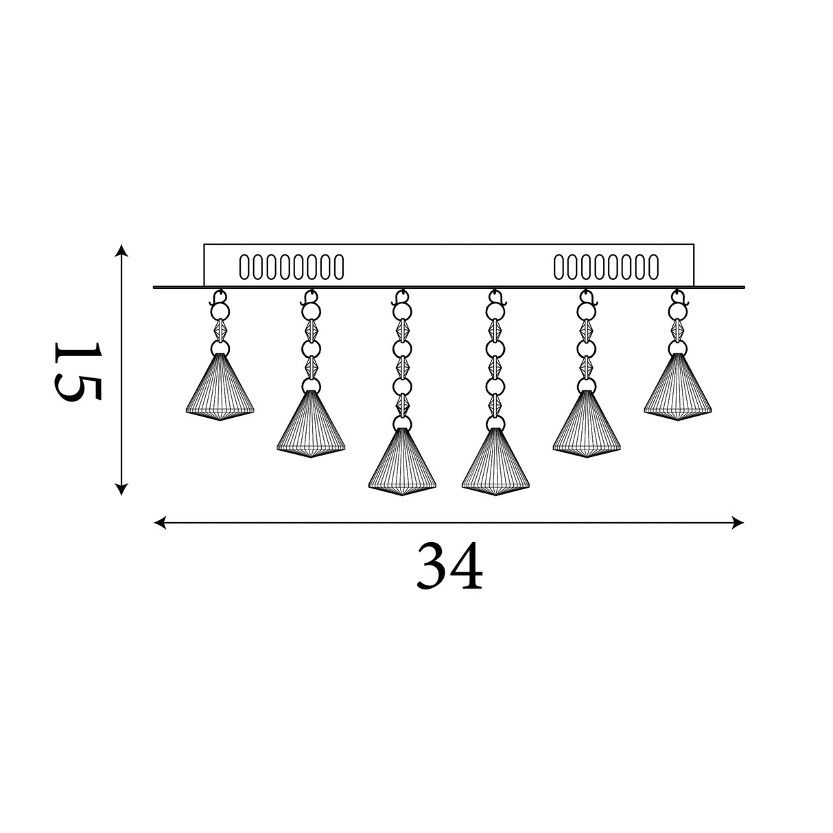 Searchlight Electric Hanna 4Lt Flush -  Chrome & Clear Crystal Drops 7304-4CC