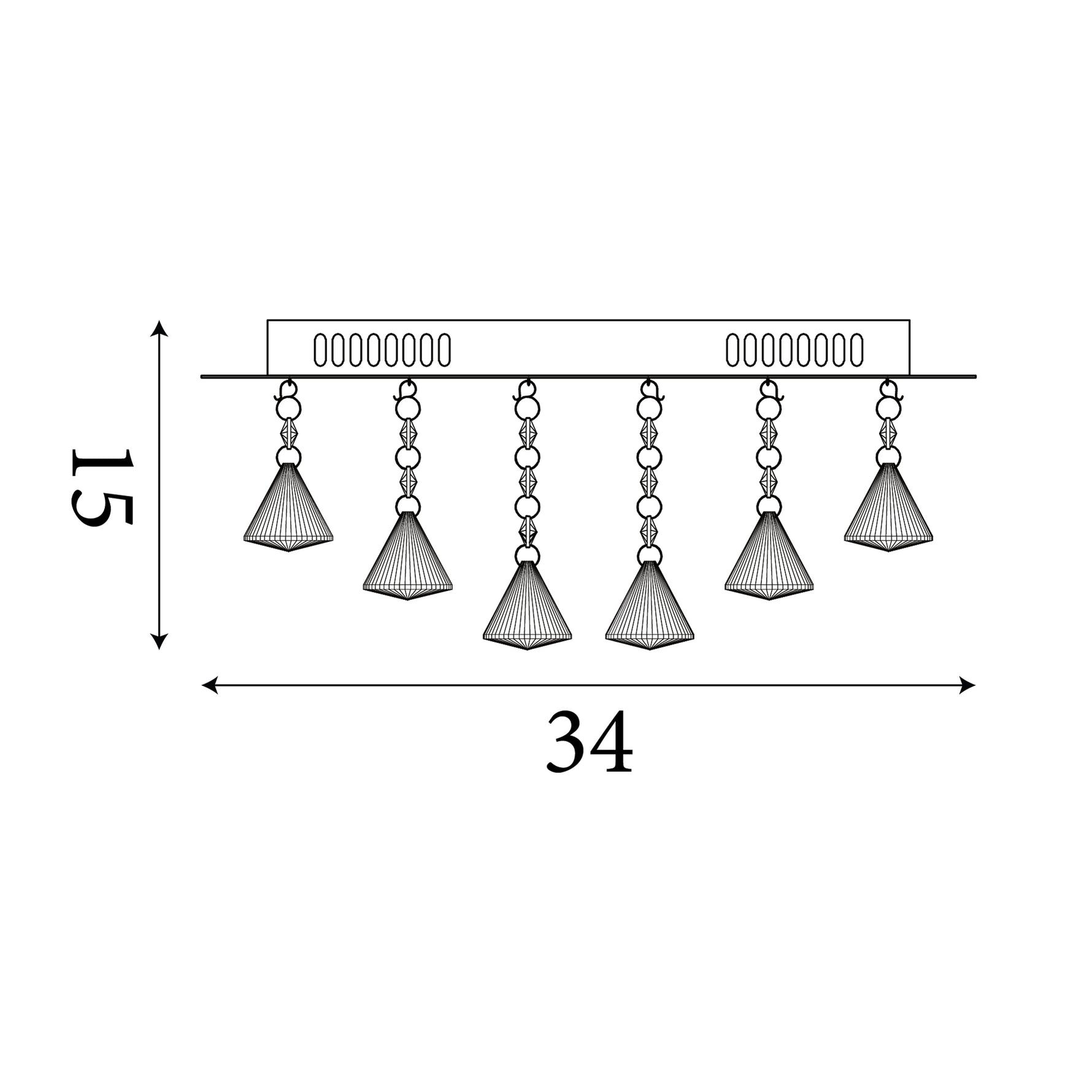 Searchlight Electric Hanna 4Lt Flush -  Chrome & Clear Crystal Drops 7304-4CC