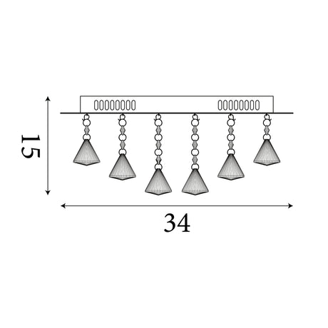 Searchlight Electric Hanna 4Lt Flush -  Chrome & Clear Crystal Drops 7304-4CC