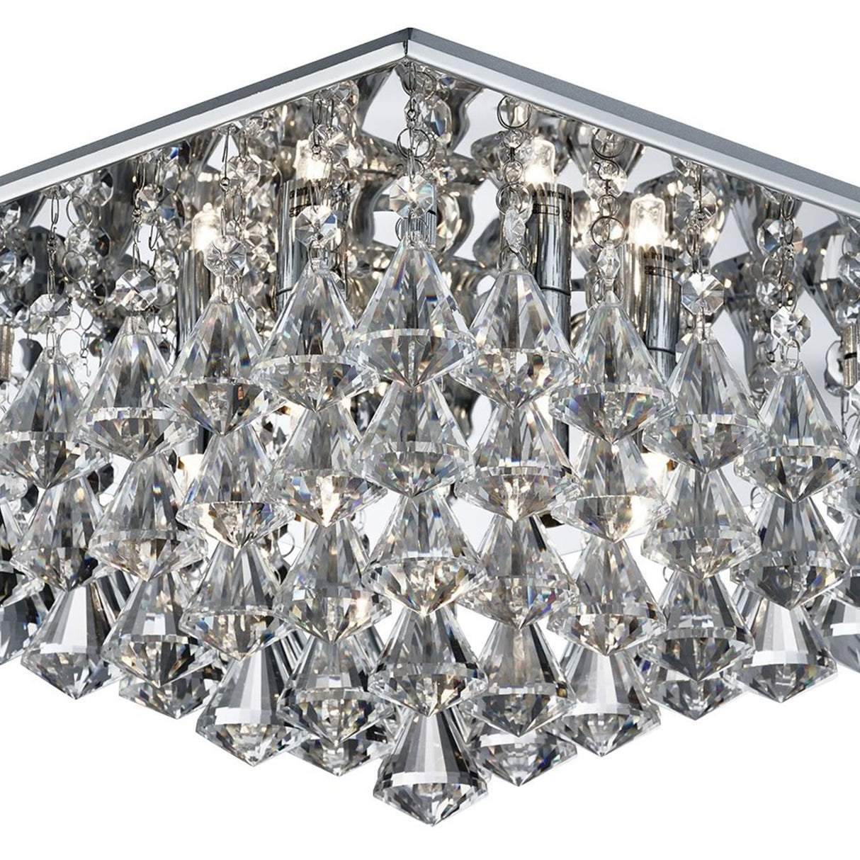 Searchlight Electric Hanna 6Lt Flush  - Chrome Metal & Clear Crystal 7306-6CC