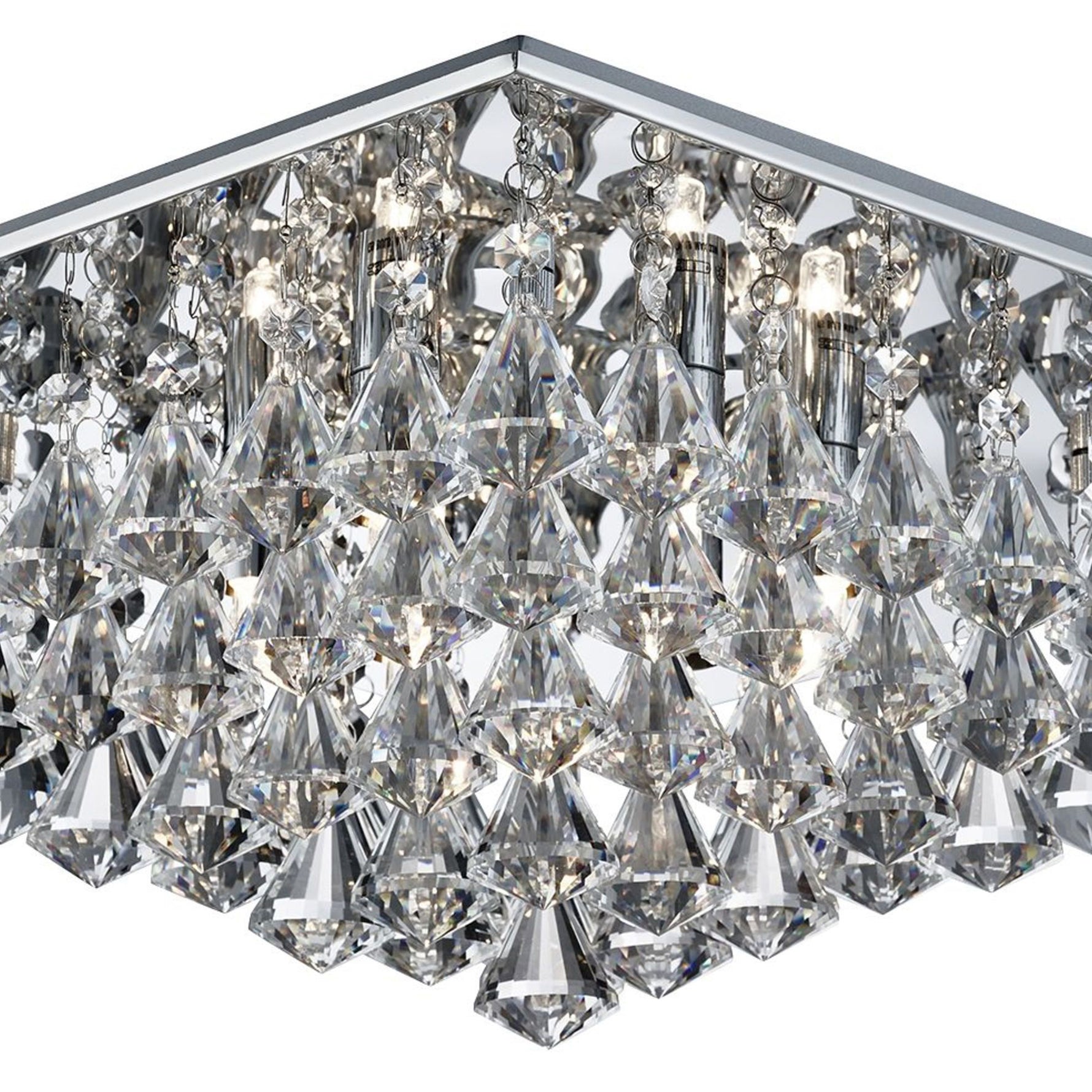 Searchlight Electric Hanna 6Lt Flush  - Chrome Metal & Clear Crystal 7306-6CC