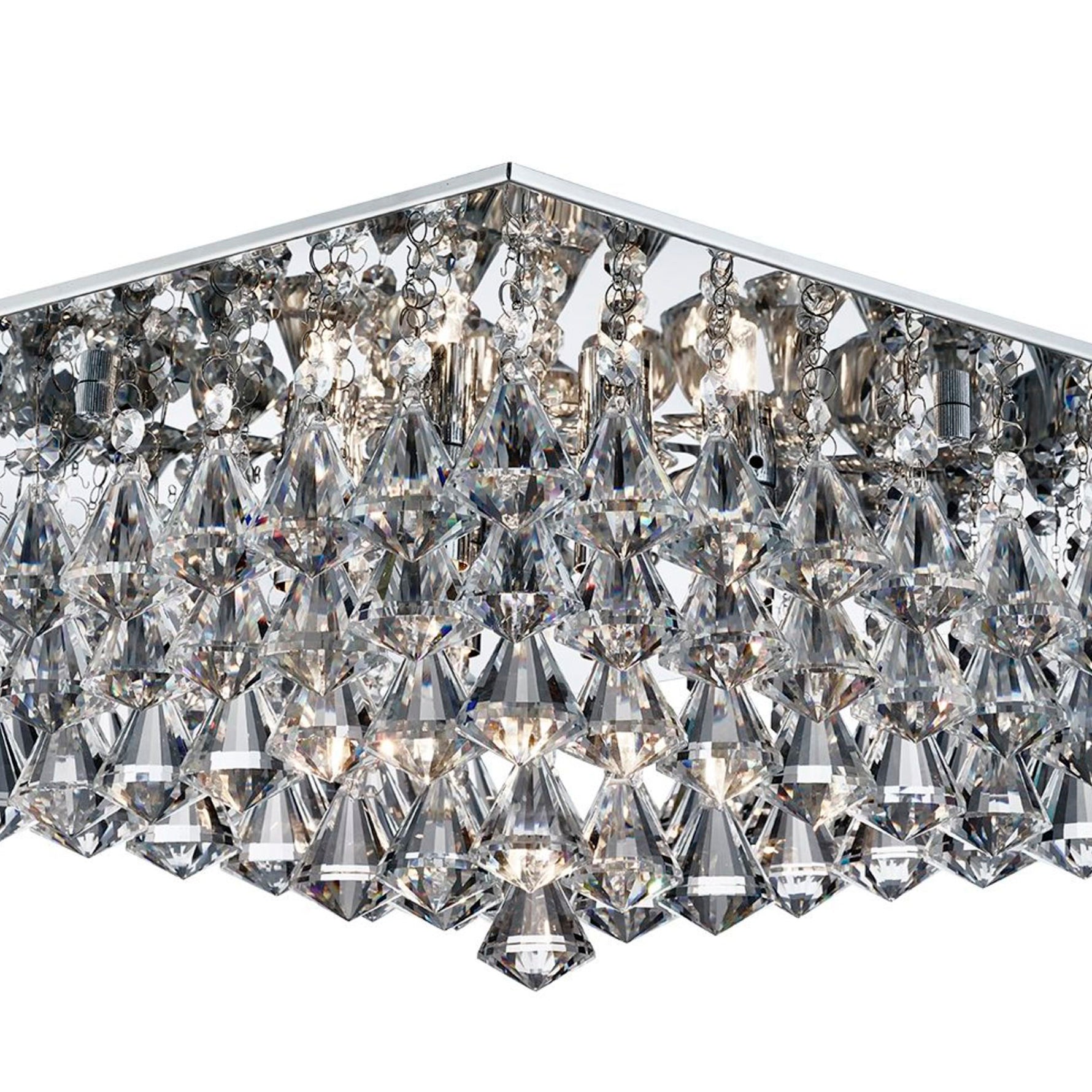 Searchlight Electric Hanna 8Lt Flush  - Chrome Metal & Clear Crystal 7308-8CC
