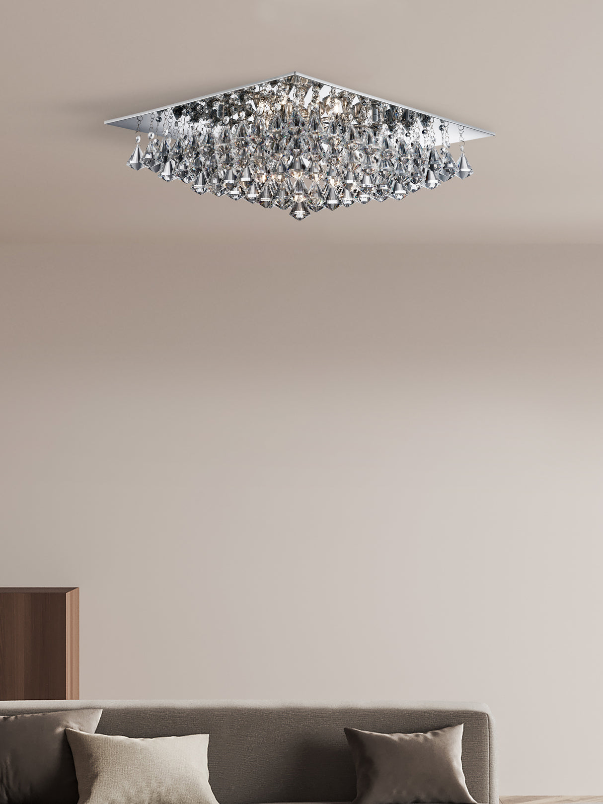 Searchlight Electric Hanna 8Lt Flush  - Chrome Metal & Clear Crystal 7308-8CC