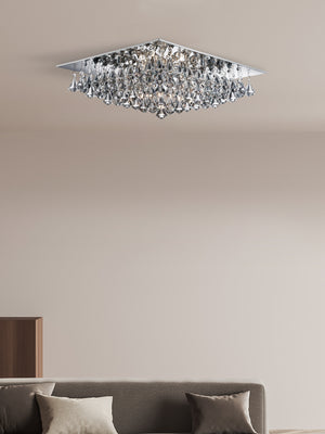 Searchlight Electric Hanna 8Lt Flush  - Chrome Metal & Clear Crystal 7308-8CC